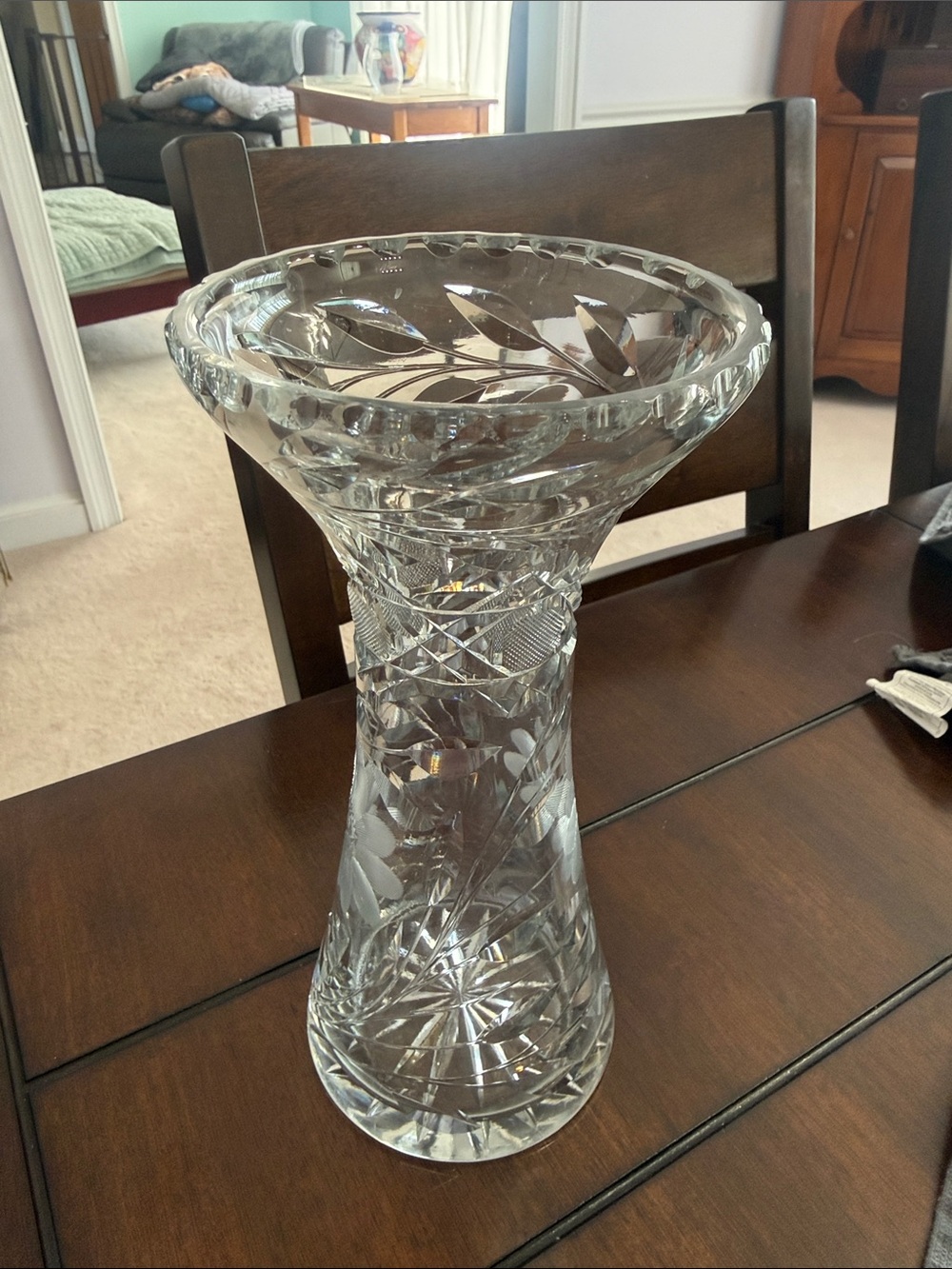 Cut Crystal Decorative Vase - Clear